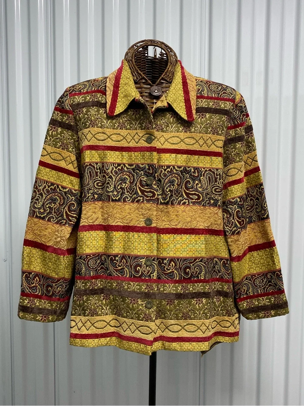 Vintage Alfred Dunner Paisley Tapestry Jacket Collared Blazer size 16